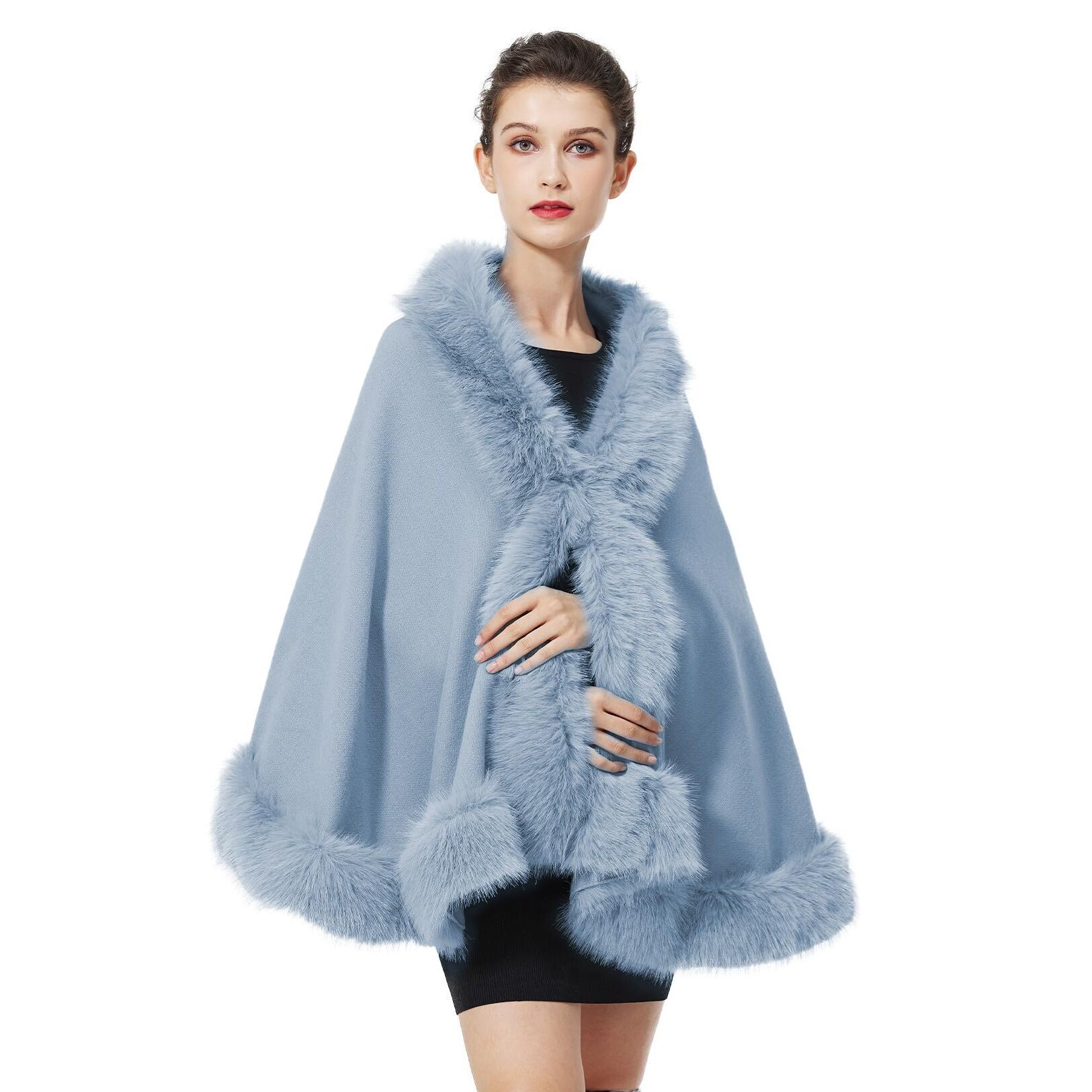 9472 Faux Fur Shawl Wrap Stole Shrug Bridal Winter Wedding